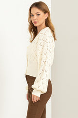 Bri Pointelle Sweater Cardigan