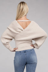 Brianna Viscose Cross Wrap Pullover Sweater