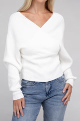 Brianna Viscose Cross Wrap Pullover Sweater