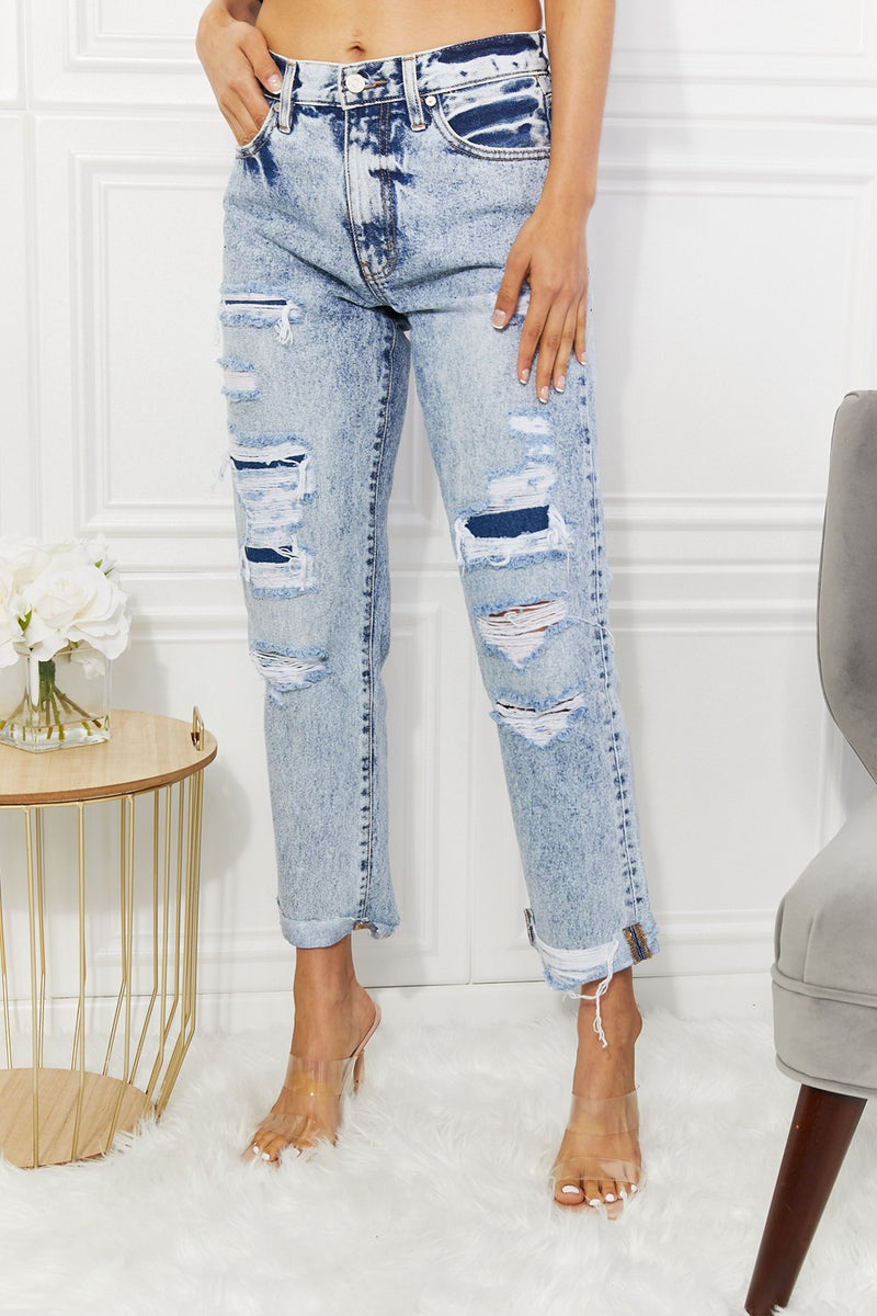 Karry Kendra High Rise Distressed Straight Jeans