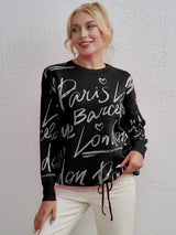 Alice Round Neck Drawstring Sweater