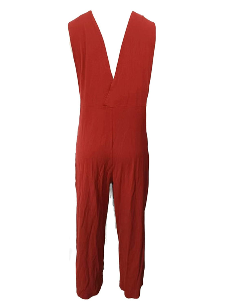 Anaya Sleeveless Straight Neck Pocketed Jumpsuit