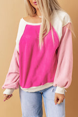 Yasmin Round Neck Dropped Shoulder Color Block Sweatshirt