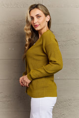 Zenana Full Size Button Down Cardigan in Chartreuse