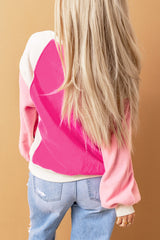 Yasmin Round Neck Dropped Shoulder Color Block Sweatshirt