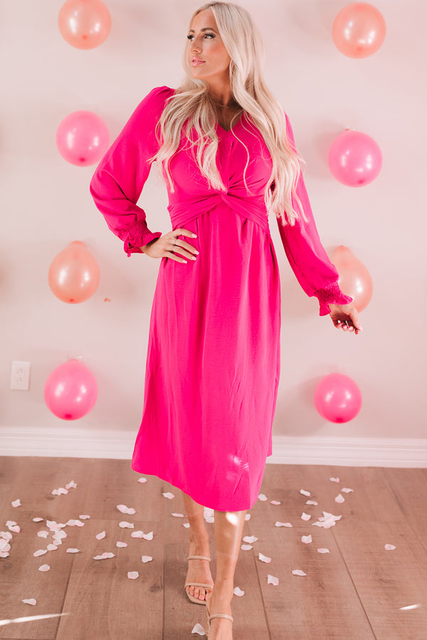 Alexandra Front V-Neck Flounce Sleeve Dress