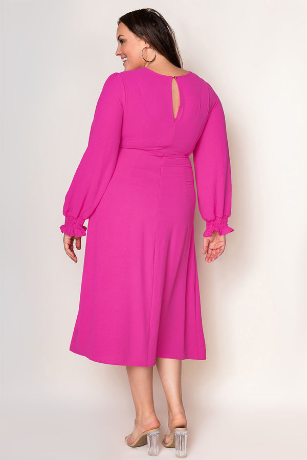 Alexandra Front V-Neck Flounce Sleeve Dress