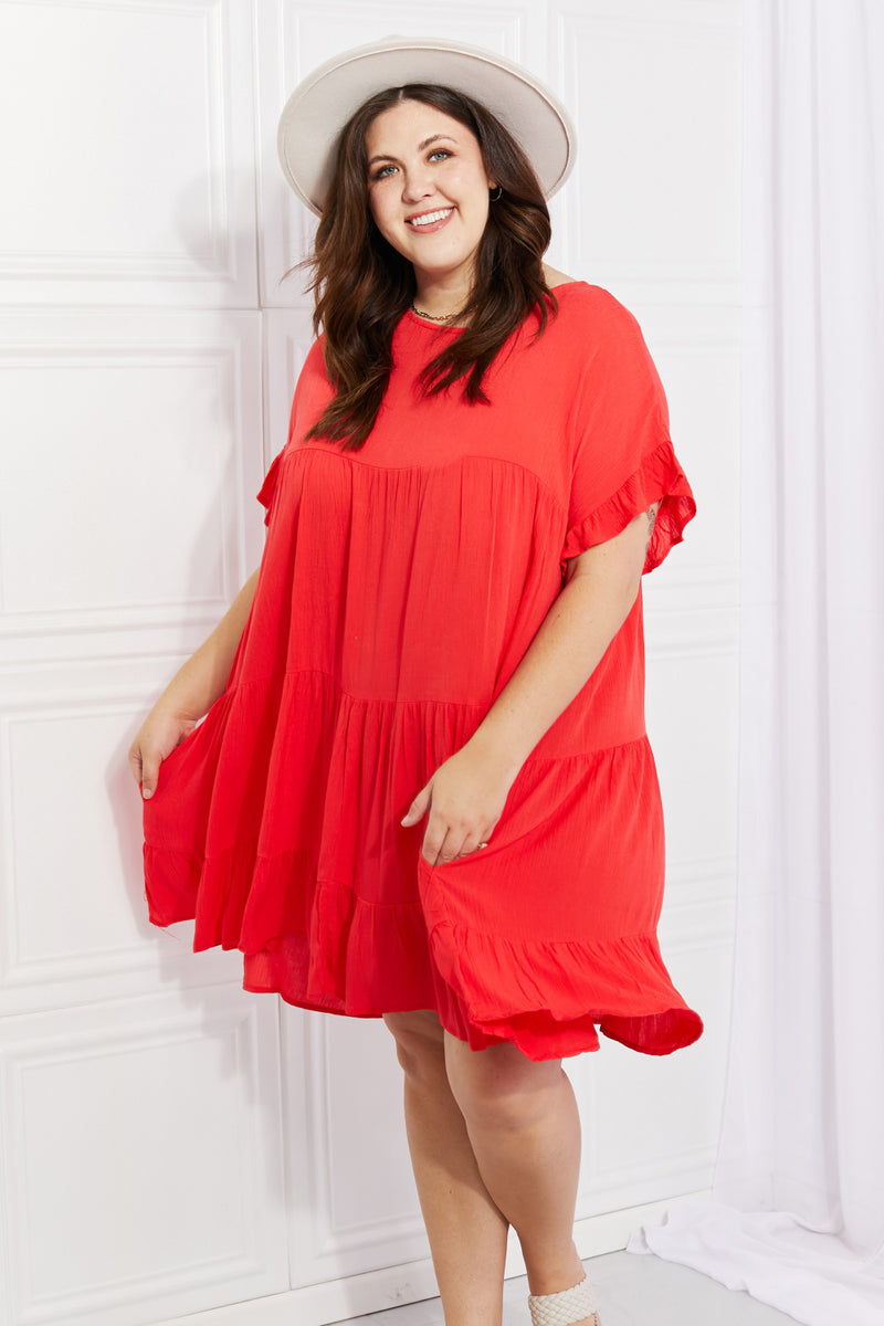 Tessa Full Size Tulip Fields Tiered Midi Dress