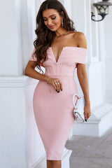 Stella Off-Shoulder Back Slit Bandage Dress