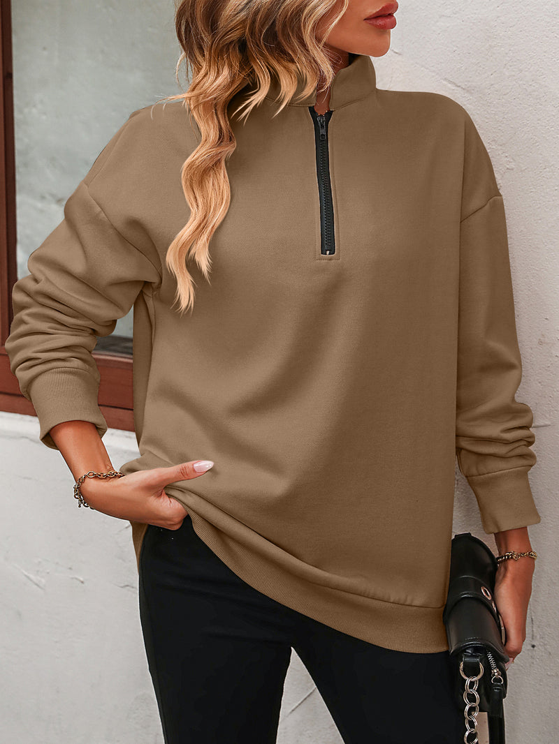 Octavia Zip-Up Dropped Shoulder Sweatshirt