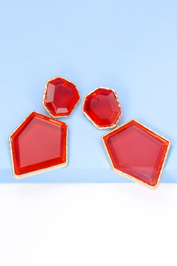 Luisa Geometrical Shape Zinc Alloy Frame Resin Dangle Earrings