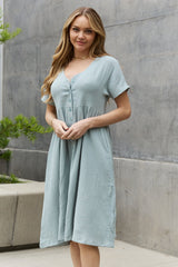 Keira Full Size Button Down Midi Dress