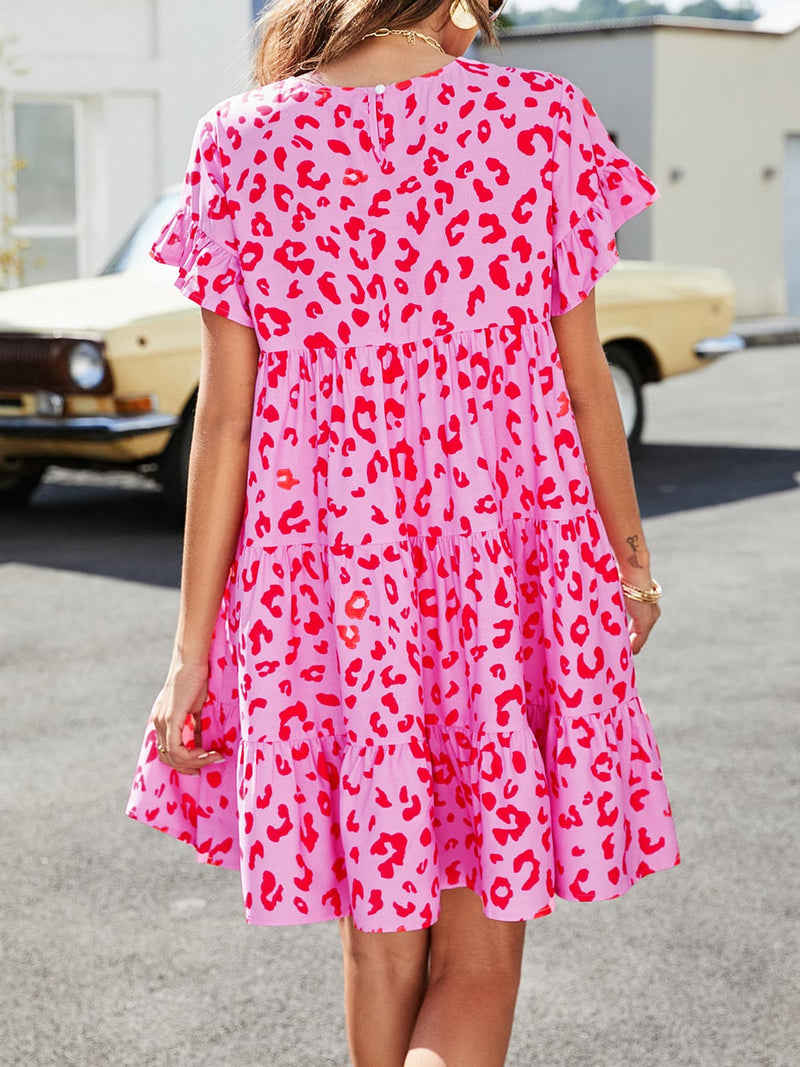Johanna Short Flounce Sleeve Tiered Dress