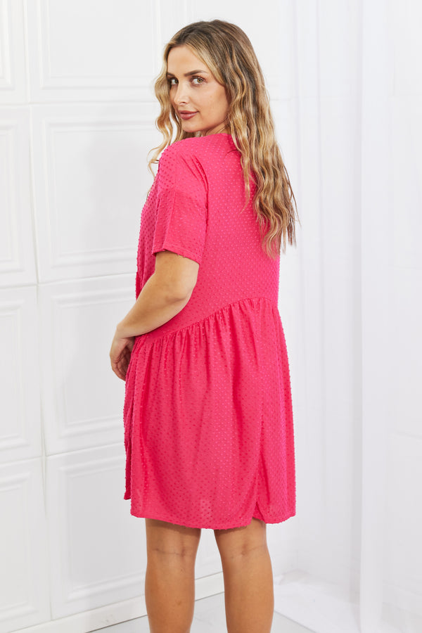Veronica Swiss Dot Casual Dress in Fuchsia