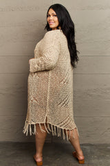 Haileh Boho Chic Full Size Western Knit Fringe Cardigan