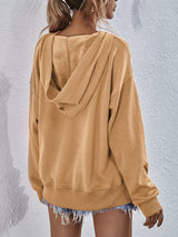 Viola Dropped Shoulder Slit Hoodie