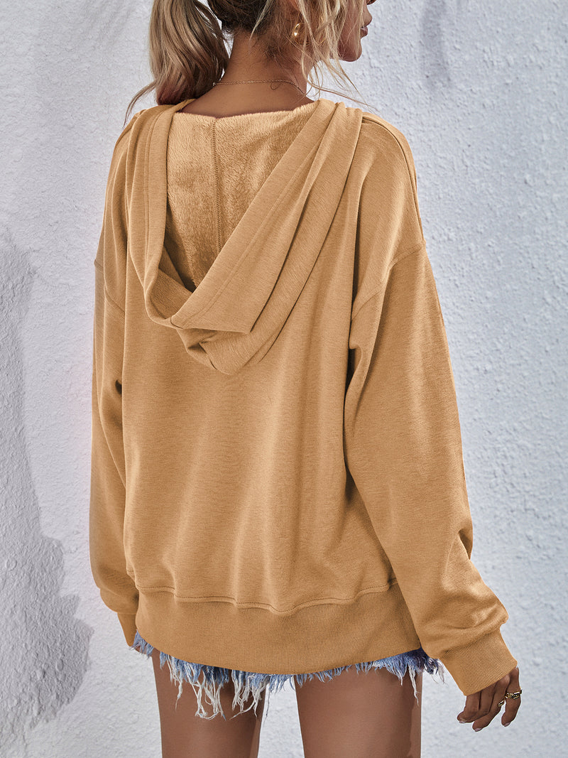Viola Dropped Shoulder Slit Hoodie