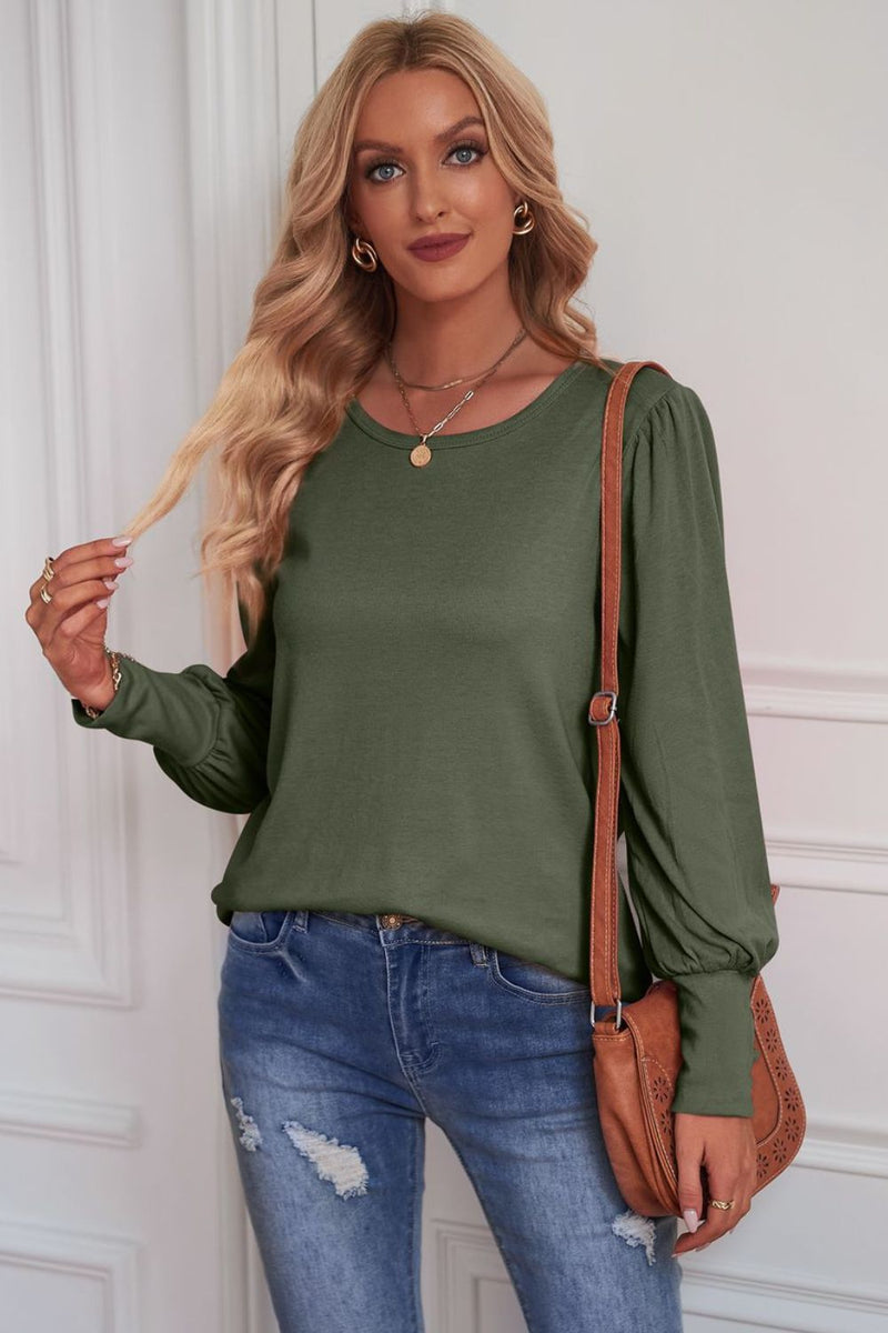 Amaris Round Neck Puff Sleeve T-Shirt