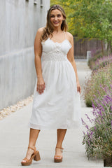 Jasmine Full Size Lace Detail Sleeveless Lace Midi Dress