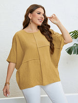 Jenna Plus Size Seam Detail Half Sleeve Top