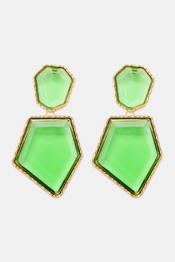 Luisa Geometrical Shape Zinc Alloy Frame Resin Dangle Earrings