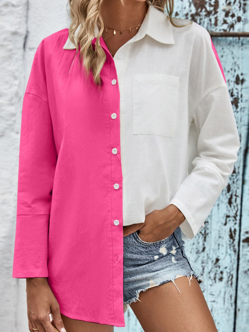 Juliet Two-Tone Contrast Drop Shoulder Shirt