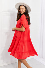 Tessa Full Size Tulip Fields Tiered Midi Dress