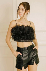 Charlotte Feather Top in White/Black