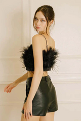 Charlotte Feather Top in White/Black