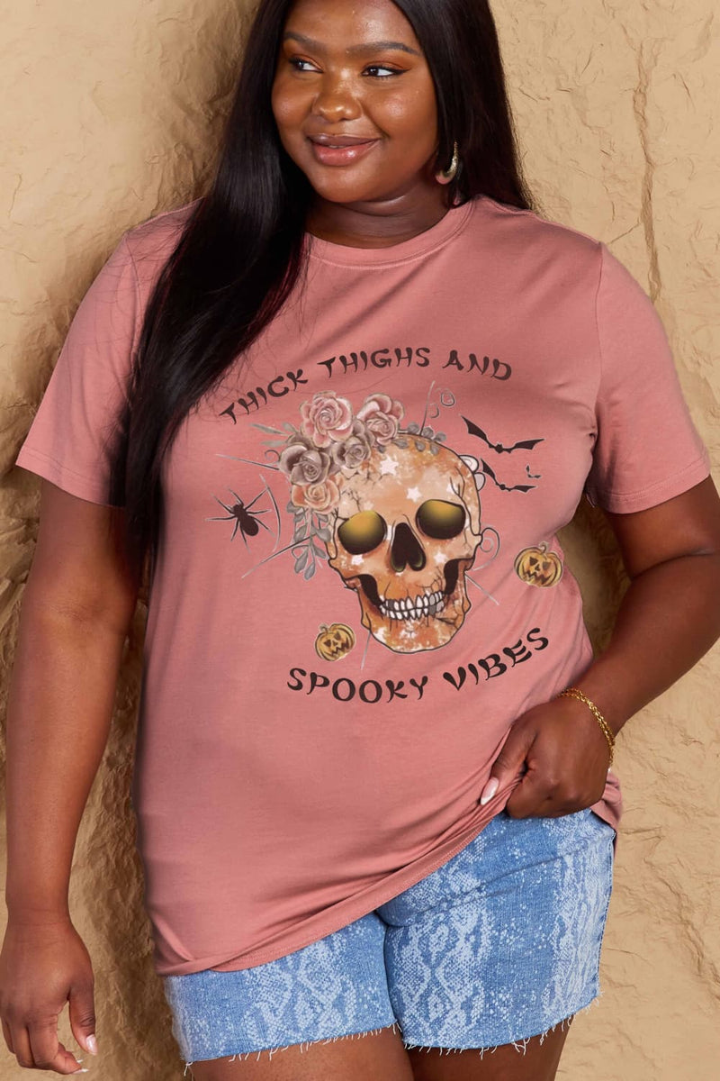 Adrianna Full Size THICK THIGHS AND SPOOKY VIBES Graphic Cotton T-Shirt