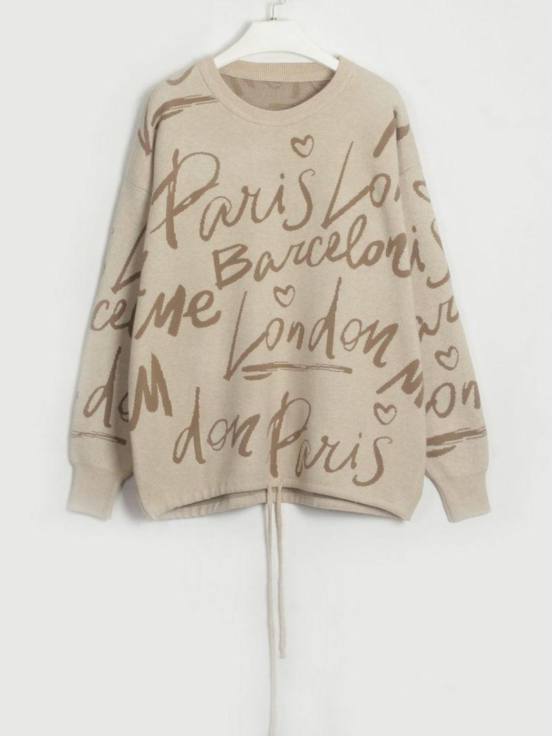 Alice Round Neck Drawstring Sweater