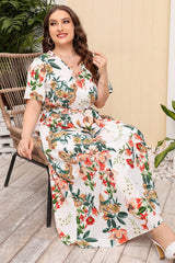 Gloria Plus Size Printed Surplice Short Sleeve Maxi Dress
