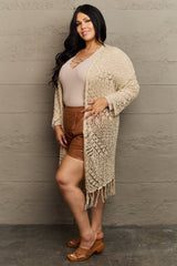 Haileh Boho Chic Full Size Western Knit Fringe Cardigan