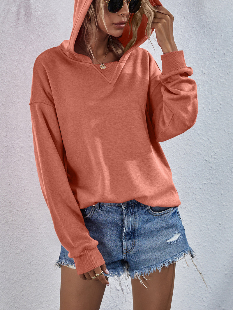 Viola Dropped Shoulder Slit Hoodie