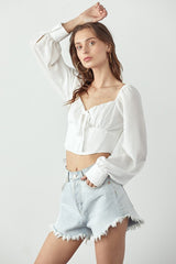 Daisy Long Sleeve Cropped Top