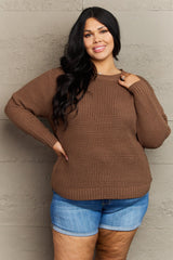 Kimber Plus Size High Low Waffle Knit Sweater