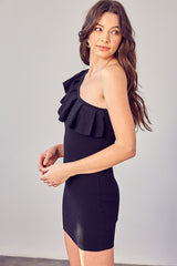 Gina One Shoulder Ruffle Dress
