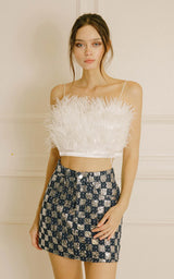 Charlotte Feather Top in White/Black