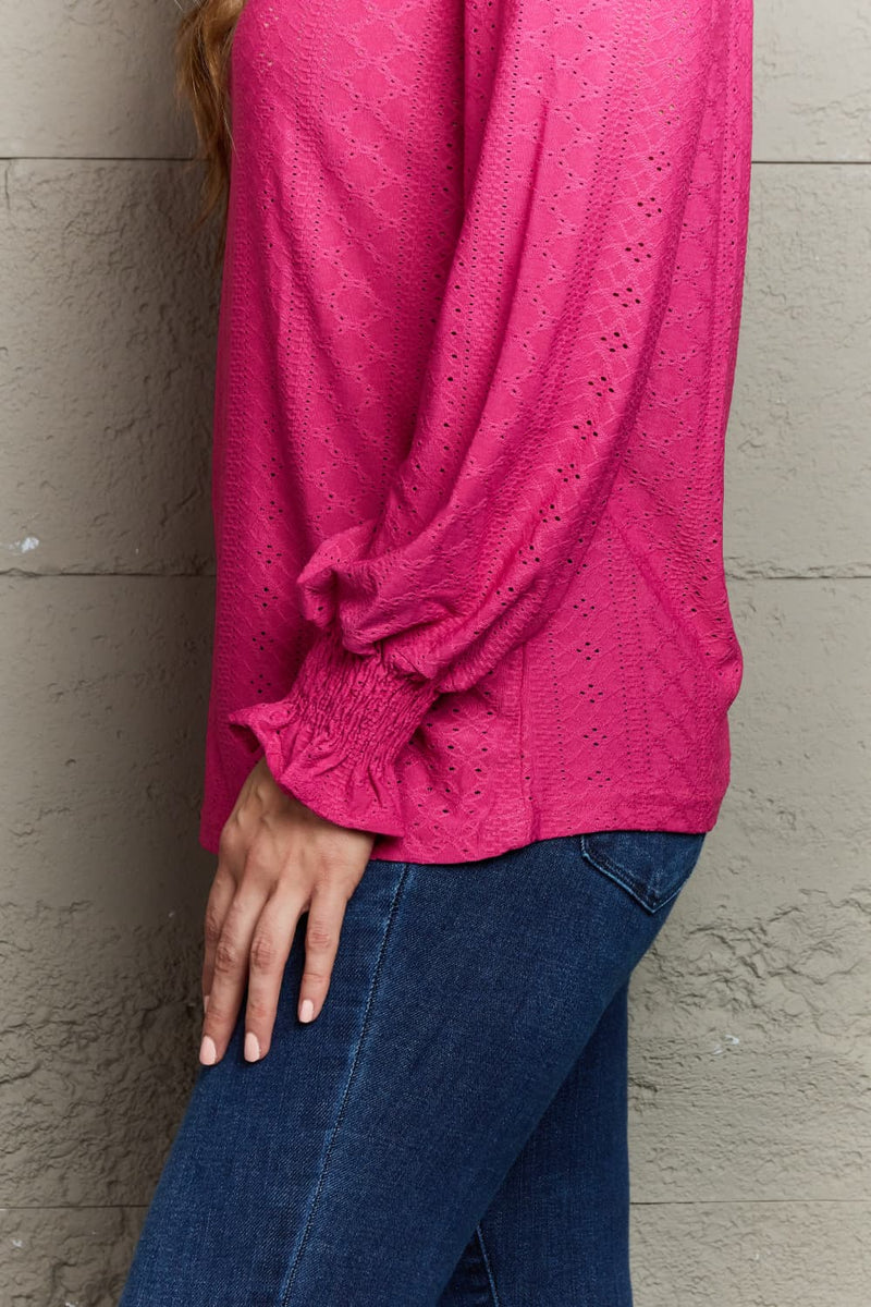 Sylvie Notched Neck Flounce Sleeve Blouse