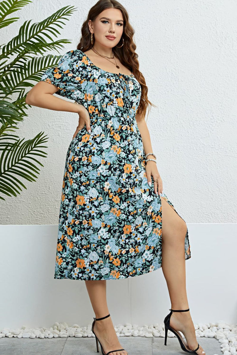 Kaia Floral Split Short Sleeve Dress