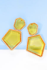 Luisa Geometrical Shape Zinc Alloy Frame Resin Dangle Earrings