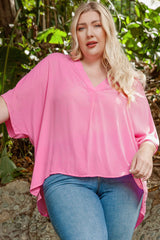 Rosalia Plus Size Notched Neck Half Sleeve Blouse