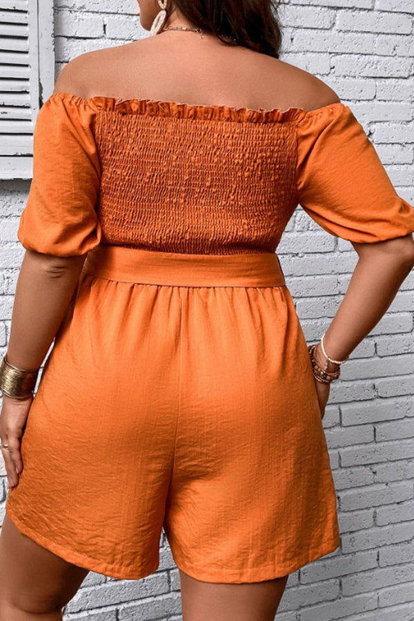 Adley Plus Size Smocked Tie Belt Romper