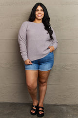 Ashlyn Plus Size High Low Waffle Knit Sweater