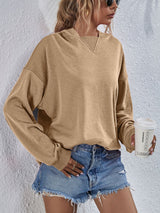 Viola Dropped Shoulder Slit Hoodie