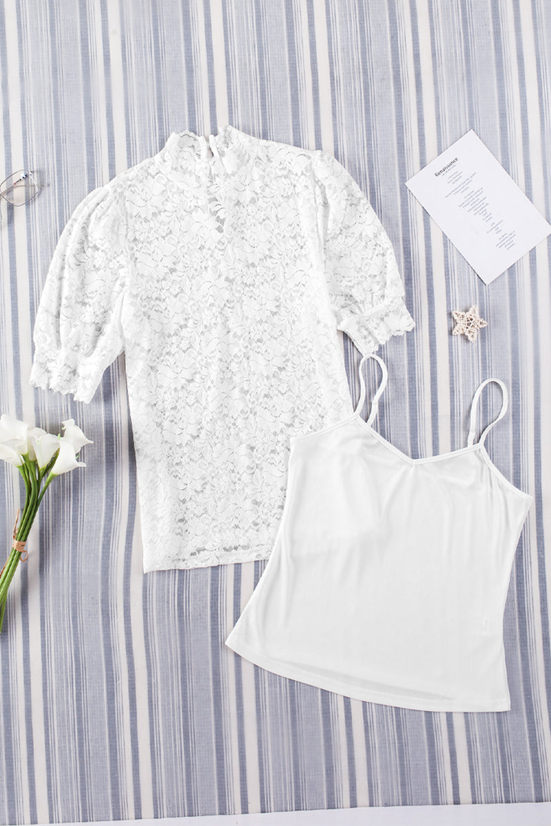 Bronwyn Scalloped Short Puff Sleeve Top