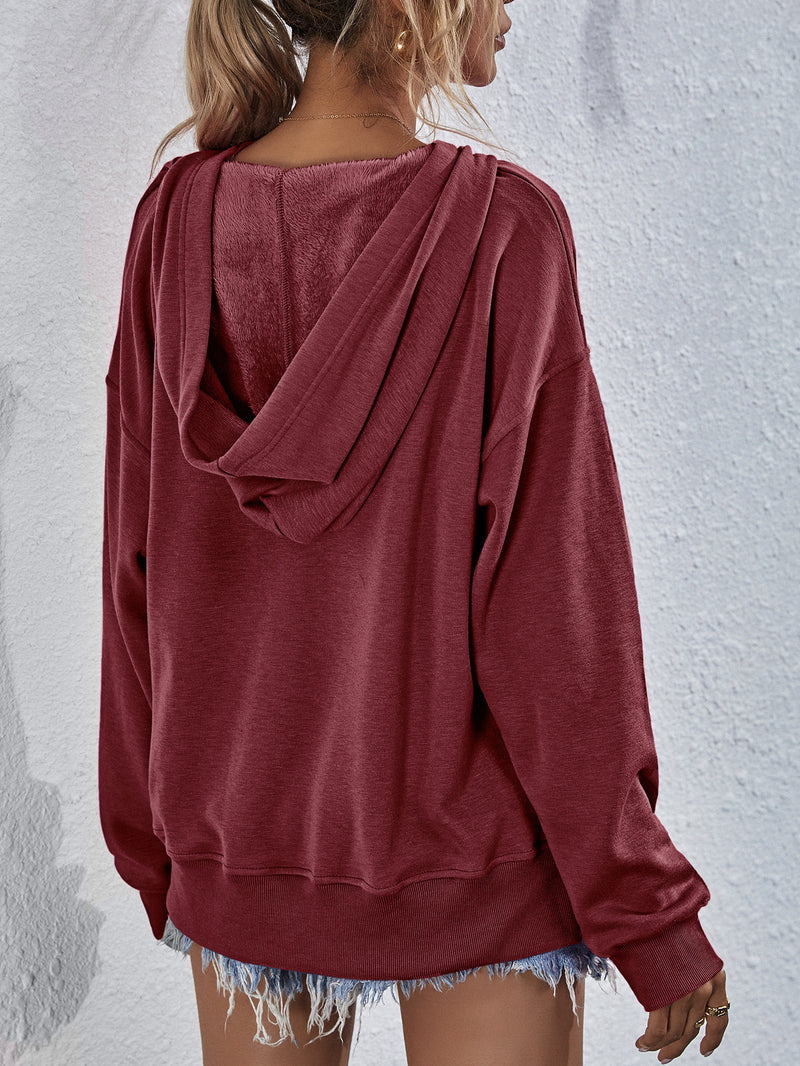 Viola Dropped Shoulder Slit Hoodie