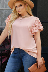 Allie Plus Size Butterfly Sleeve Round Neck Top
