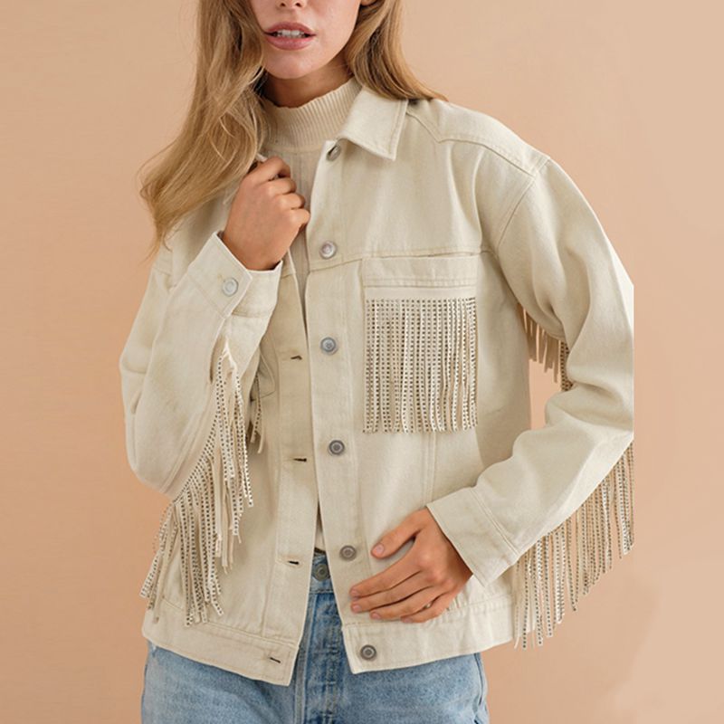 Amara Fringe Detail Dropped Shoulder Denim Jacket