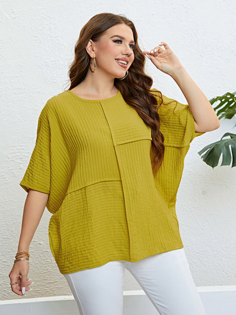 Jenna Plus Size Seam Detail Half Sleeve Top
